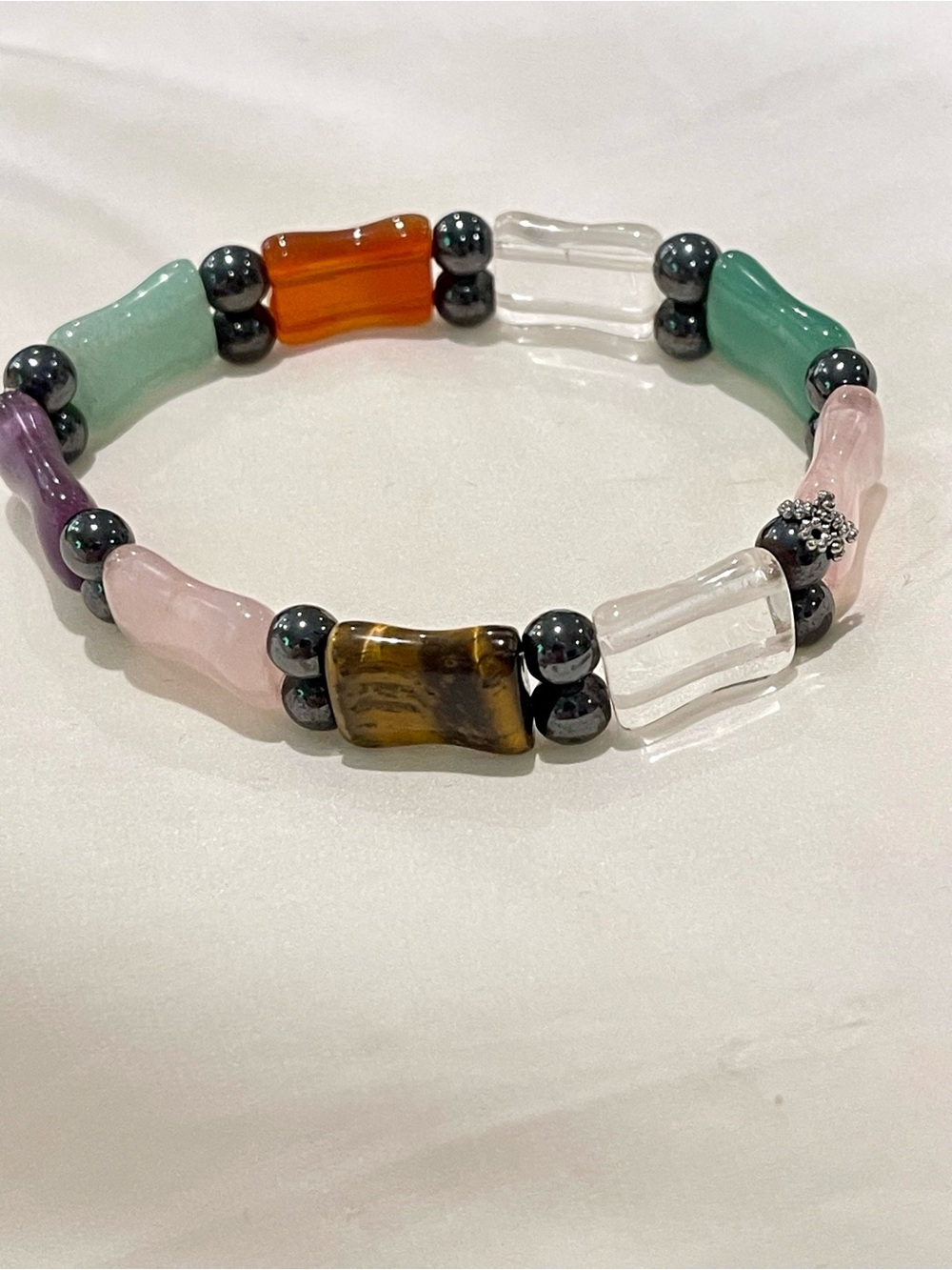 Multicolor bamboo stone Bead Stretch Bracelet